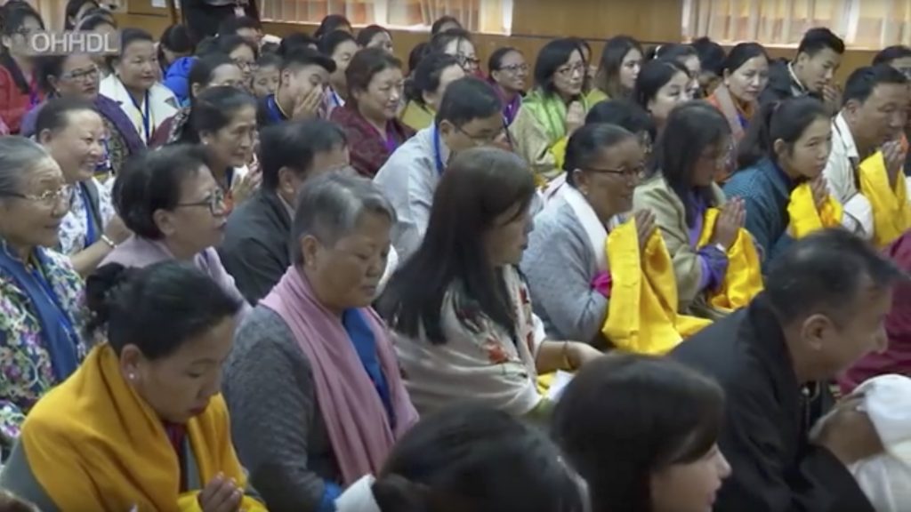 His Holiness the Dalai Lama with teachers and students of Berotsana Tibet Cultural Preservation Center from Gangtok. October 29,2019. OHHDL Photo