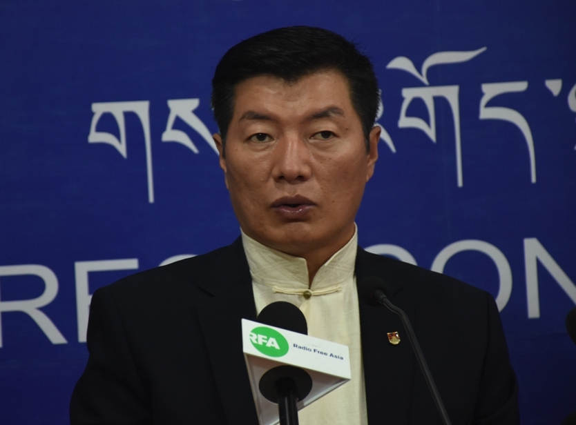 CTA President Dr. Lobsang Sangay at the press conference at Dharamshala on Friday (Phayul photo-Kunsang Gashon)