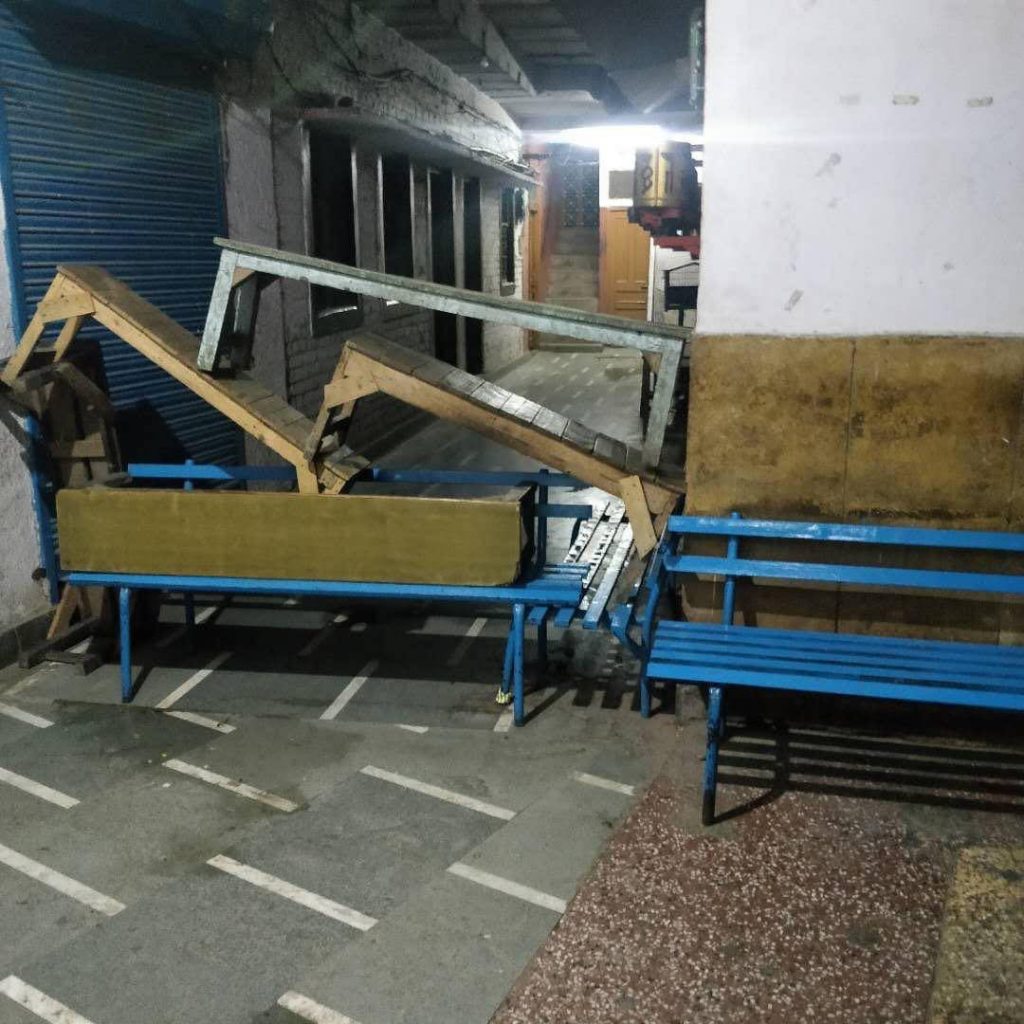 Entrance near the Ngagpa monastary in MT settlement in Delhi barred on Thursday. Photo- facebook