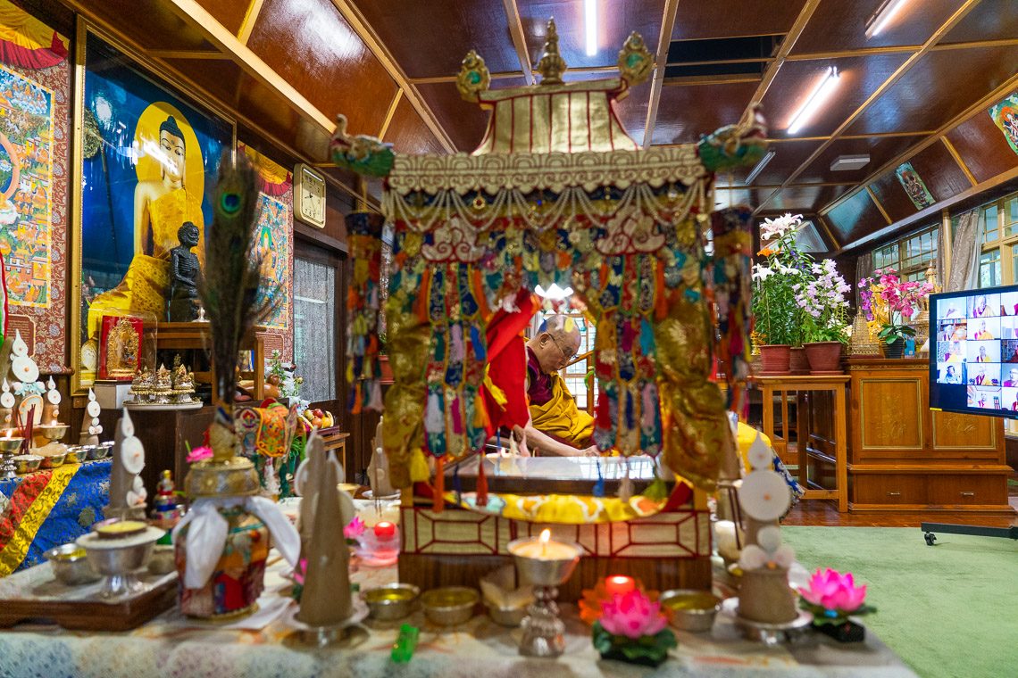 His Holiness the Dalai Lama during the Avalokiteshwara Empowerment on May 30 (Photo OHHDL)