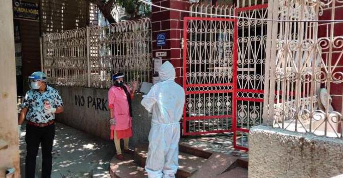 Indian health care workers in Samyeling Tibetan settlement in Delhi after new cases of Covid-19 were discovered (Photo-Facebook)