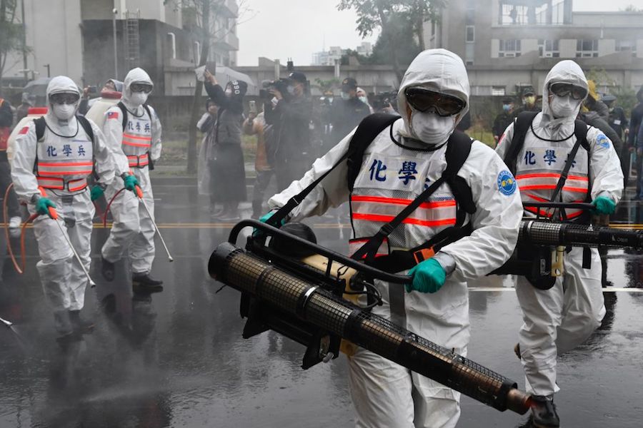 Soldiers from the militarys chemical units take part in a drill organised by the New Taipei City government in Taiwan (Photo by Sam Yeh / AFP)