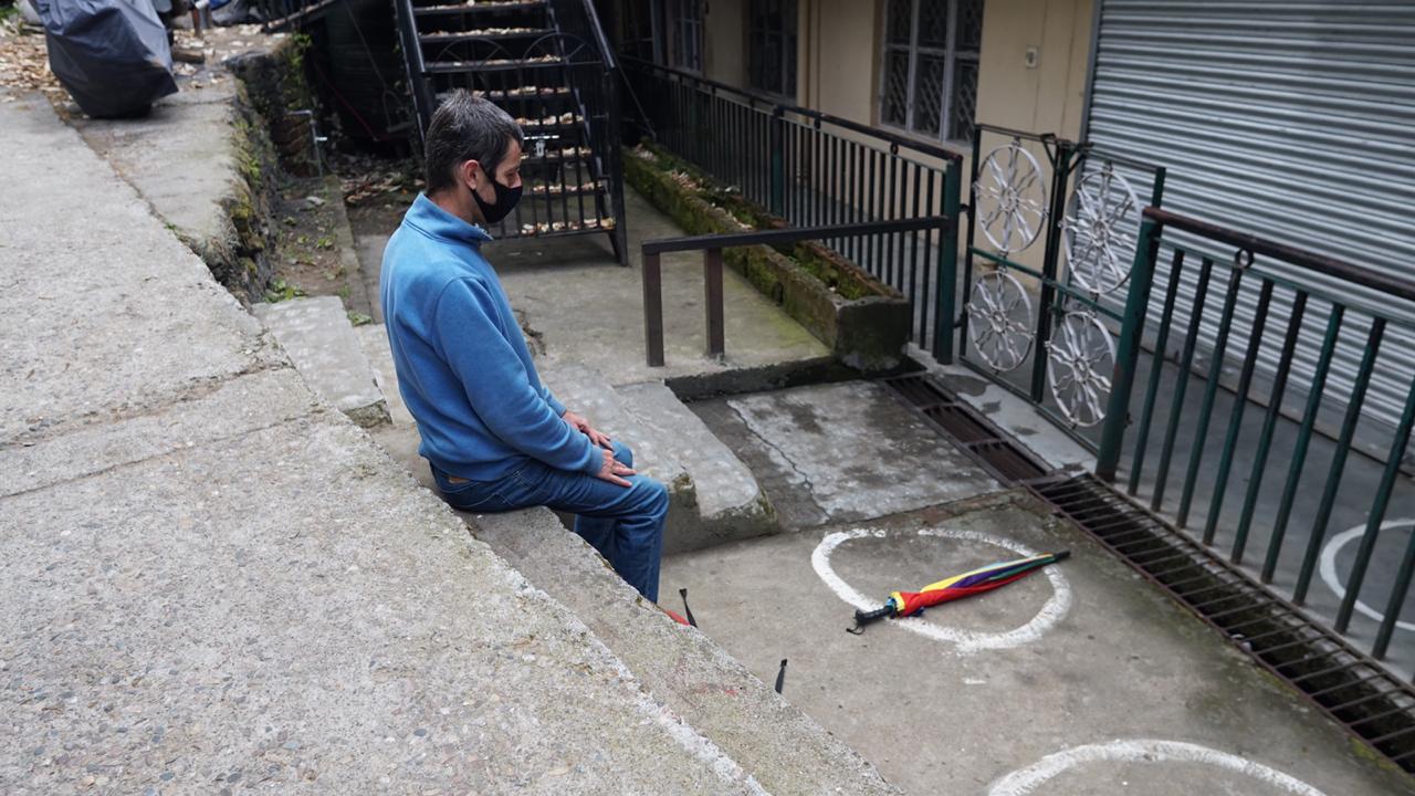 A man waits for his turn near the Tibetan hospital in McLeod Ganj. Phayul photo-Tenzin Leckphel